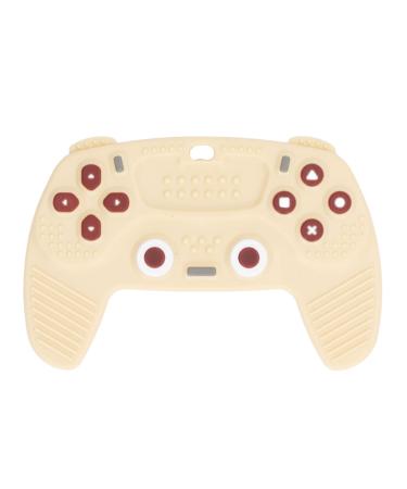 Game Controller Baby Teether Toy Silicone Sensory Gamepad Teething Toy Safe Soft Educational Infant Chew Toys for Babies Infant Toddler Gamer Parents and Future Gamer Kids (Beige)