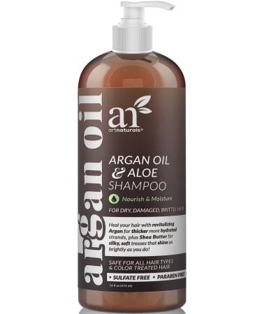 ArtNaturals Moroccan Argan Oil Shampoo - (16 Fl Oz / 473ml) - Moisturizing Volumizing Sulfate Free Shampoo for Women Men and Teens - Used for Colored and All Hair Types Anti-Aging Hair Care