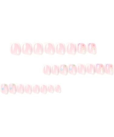 Justotry 24 Pcs Multi Colour Floral Short False Nails | Square Pattern Press on Nails with Nail Glue | Trendy Fake Nails for Women and Teens | Iridescent Flower Design - Buy Online on GoSupps.com