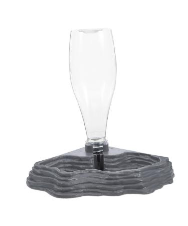 POPETPOP Reptile Water Feeder - Automatic Water Dispenser Waterer Feeding Accessories for Turtle Frog Bearded Dragons Lizards Geckos for Terrarium Tank - Grey