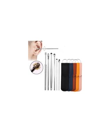 Ioeufe 6pcs Set Ear Cleaner Earwax Removal Kit Earwax Remover Tool Reusable Ear Pick Tools Ear Wax Removal Drops Black One Size