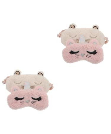 Beaupretty 4 Pcs Cat Eye Mask Eye Protector White Portable Polyester Men and Women 1 Count (Pack of 1) Pink Whitex2pcs