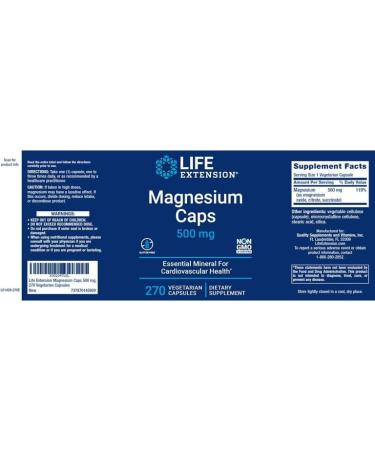 YHN Magnesium Caps 500mg - 270 Vegetarian Capsules | High Potency Supplement - Buy Online on GoSupps.com