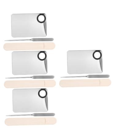 FRCOLOR 4 Sets Liquid Foundation Palette Artist Tool Cream Foundation Mixing Palette Cream to Foundation Korean Makeup Spatula for Women Palette Stick Stainless Steel Portable