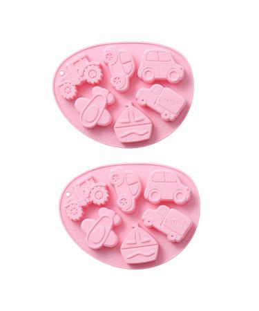 Alipis 2pcs Silicone Baking Mold Silicone Molds Fruit Tray Vehicle Chocolate Mold 3D Mousse Fondant Mold 21x16cm Pink