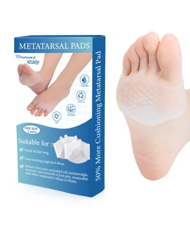50% More Cushioning Metatarsal Pads, Pain Relief Ball of Foot Cushions - 2 Pairs - Breathable Forefoot Pads for Morton's Neuroma - Soft Gel Cushioning Shoe Inserts for Running Hiking Dancing