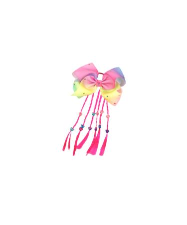 Minkissy Colorful Hair Ties Bowknot Hair Bow with Colored Braid Hair Rings Hair Rope Kids for Girls (Pink Braid)