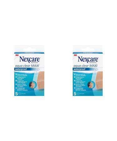 Nexcare Aqua Clear MAXI Waterproof Plasters 60 mm x 88 mm 5/Pack (Pack of 2) 1 Pack of 5 (Pack of 2) Aqua Maxi 360