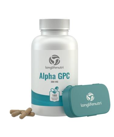 Alpha GPC Choline Supplement 300mg - 180 Vegetarian Capsules | Made in USA | Cognitive Enhancer Nootropic | Supports Memory & Brain Function | Boosts Focus & Mood | 300 mg Pure Powder Pills Complex