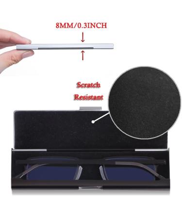 Ultra-Thin Blue Light Blocking Reading Glasses for Men & Women | Lightweight Metal Computer Readers with Portable Case - 2.5 Black - Buy Online on GoSupps.com