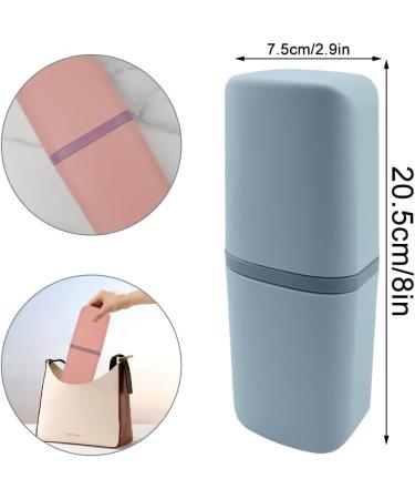 Justyit Portable Travel Toothbrush Case - Set of 2 Toothbrush Cups for Camping School & Business Trips (Blue Pink) - Buy Online on GoSupps.com