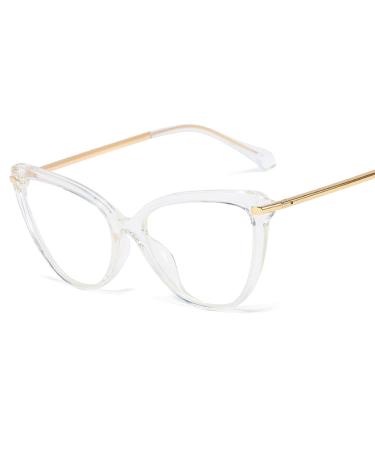 KDOQ Tr90 Cat Eye Blue Light Blocking Glasses for Women Anti Eyestrain Computer Gamer Eyewear White