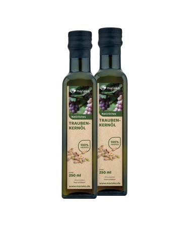 manako grape seed oil refined and 100% pure 2 x 250 ml glass bottle