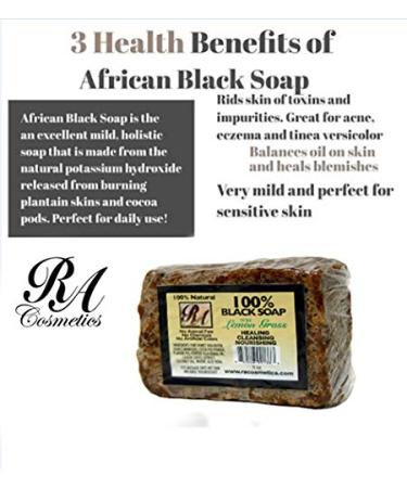 RA Cosmetics 100% Black Soap with Lemon Grass - Natural Skin Care 5 oz | Buy Internationally - Buy Online on GoSupps.com