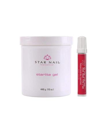 ALL SEASON Star Nail Starlite Gel Pink 16oz (448g) + Cina Art Pen RED