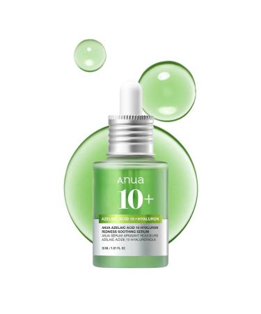 Anua Azelaic Acid 10 Hyaluron Redness Soothing Serum Facial Serum for Sensitive skin Hyaluronic Acid Niacinamide Spot Care Natural Color Vegan Korean Skincare (30ml/ 1.01 fl oz.)