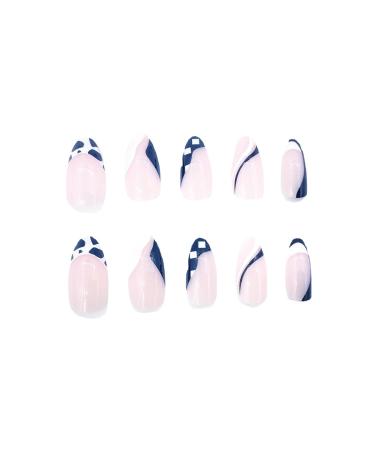 Shop Justotry 24-Piece Cow Print Almond Nails | Black French & Nude Oval Press-On Artificial Nails for Women - Perfect Short Acrylic Fingernails - Buy Online on GoSupps.com