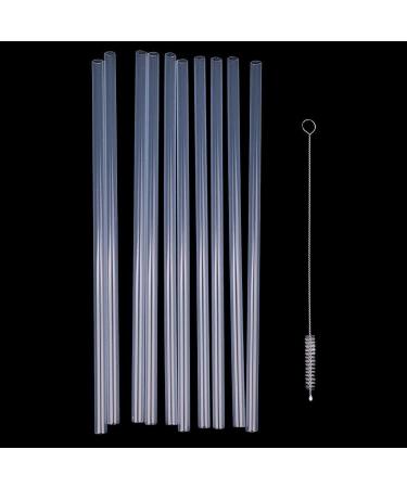 Set of 20 Hard Plastic Straws Reusable Clear Transparent Straight Drinking Straws with 1 Cleaning Brush - Buy Online on GoSupps.com
