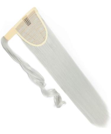 SILK-CO 26 Silver Grey Wrap Around Pony Tail Hair Extension - 26 Straight Synthetic Hairpiece for Women - Buy Online on GoSupps.com
