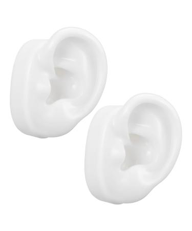 Mobestech Human Ear Model for Earring Display White Silicone Ear Model Clear Structure for Practice