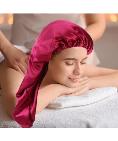 Ladaypoa Satin Hair Hood 2-Piece Silky Sleeping Hat Set for Girls & Women | Extra Large Black & Red Satin Sleeping Caps - Buy Online on GoSupps.com
