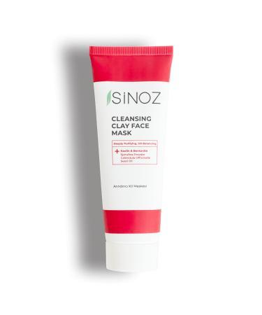 Sinoz Cleansing Clay Face Mask Kaolin Bentonite Spiruline en poudre Callendula Seed Oil 50ml