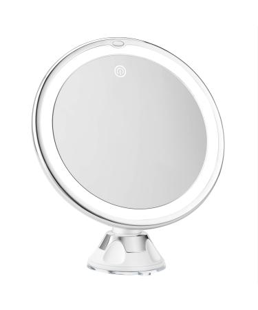 8  Magnifying Mirror with Lights-10x Magnification Makeup Mirror with Suction Cups   Lightweight and Easy to Handle Bathroom Shower Mirror   Smooth and Easy Install   360 Degree Swivel Joint(White)