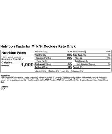 10 Pack - Keto Brick | Milk & Cookies High Performance Keto Meal and Keto Snacks - Low Carb Sugar-Free High Protein Keto Bars for On-the-Go Energy Perfect for Keto Diets 10 pack Milk & Cookies 10 Pack - Buy Online on GoSupps.com