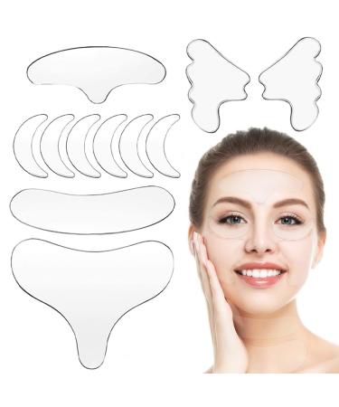 RXKFIGX 11 Pieces Anti Wrinkle Silicone Pads Reusable Forehead Wrinkle Patches Facial Anti Wrinkle Patches Neck Wrinkle Patches Chest Wrinkle Pads for Wrinkles Smoothing & Anti-Ageing