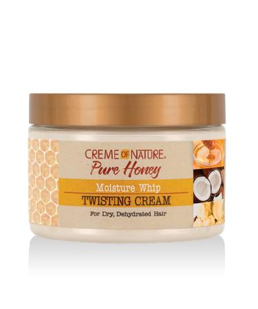 Curl Cream for Curly Hair by Creme of Nature, Pure Honey Moisture Whip Twisting Cream for Dry Dehydrated Hair, 11.5 Fl Oz