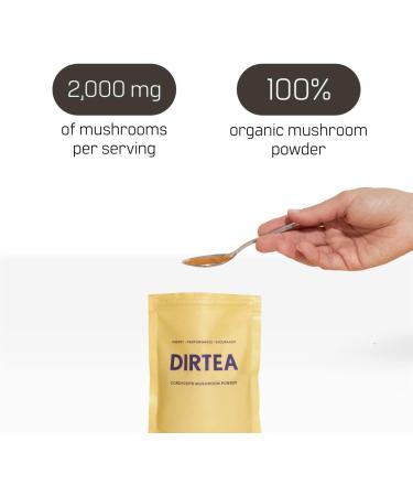 DIRTEA Cordyceps Mushroom Powder - 100% Organic 2000mg/Serving - Vegan & Non-GMO - Energy Boost & Stamina - Premium Extract - 60g - Buy Online on GoSupps.com