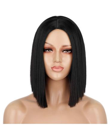 ENTRANCED STYLES Short Black Wigs for Women  Straight Bob Wigs for Girls Heat Resistant Synthetic Wigs 12 Inch Middle Part Hair Wigs for Halloween Cosplay Costume Party middle part Black new