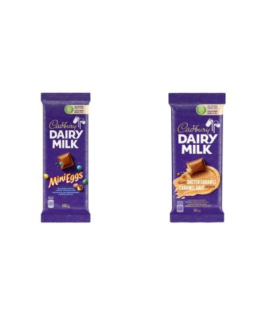 Cadbury Dairy Milk Mini Eggs Chocolate Candy Bar 100g & Dairy Milk Chocolate Salted Caramel 95g Chocolate Candy + Chocolate Candy 95 g