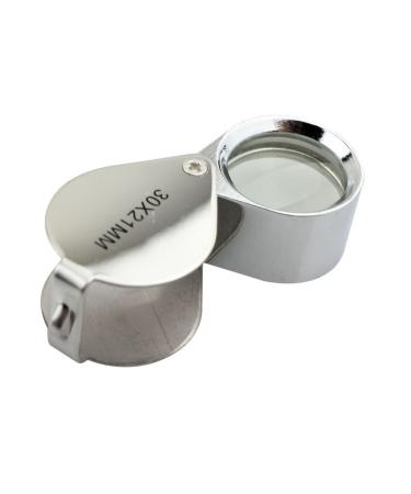 iKKEGOL 30 X 21mm Glass Jeweler Loupe Loop Eye Magnifier Magnifying Magnifier Metal Body Silver
