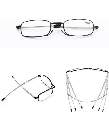 Cokobin Foldable Reading Glasses +3.5 | Stainless Steel Anti-Blue Light Eye Protection | Includes Hard Shell Case | Unisex Reading Aid for Men & Women - Buy Online on GoSupps.com