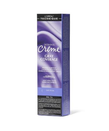 L'Oreal Paris Excellence Creme Permanent Hair Color  Dark Brown No.4  1.74 Ounce 4 Dark Brown 1.74 Ounce (Pack of 1) - Buy Online on GoSupps.com
