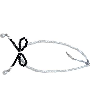 Oralgo's Bohemian Pearl Necklace | Loop Trailer & Collarbone Chain | Crystal Pearls Jewelry for Women & Girls - Black - Buy Online on GoSupps.com