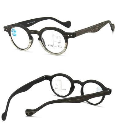 Multifocus Reading Glasses For Men Women Trendy Wood Grain Round Frame Glasses Anti Blue Light Readers(Couleur:Noir Grandeur:1.5x) - Buy Online on GoSupps.com