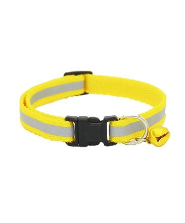 Energetic Adjustable Reflective Pet Collar Safety Release Buckle with Bell for Dog Cat (Yellow)