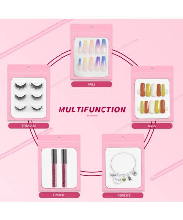 Zezzio 50 Piece Empty Press On Nail Packaging Bags - Pink & White Cardboard for Nail Shop Owners | 5x4 Inch (Pink) - Buy Online on GoSupps.com