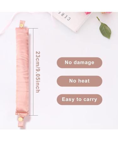 2PCS Satin Heatless Hair Curler Set - Lazy Overnight Curls with Heatless Curlers Headband - Pink - Buy Online on GoSupps.com