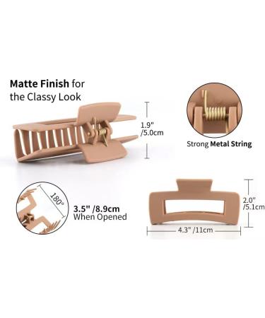 Generic Hair Claw Clips Strong Hold Rectangle Hair Clip Matte Solid Colour Hair Styling Accessories for Women and Girls (4 Colours) Powdered coffee - Buy Online on GoSupps.com