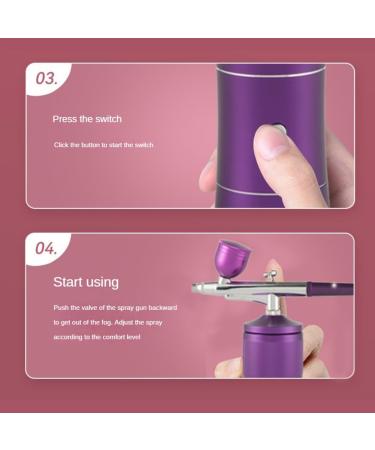 Qtynudy Airbrush Kit Portable+0.3mm Nozzle Cleaning Brush Set Fit for Makeup Nail Art A 1Set Purple - Buy Online on GoSupps.com