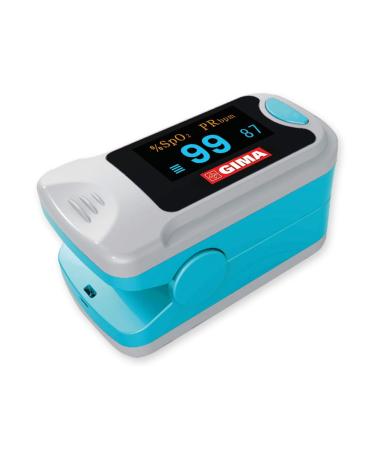 GIMA OXY-3 pulseximeter portable finger pulse oximeter captures the oxygen content in the blood and the heart rate comprises 2 batteries swiveling spo2 screen languages: IT DE SE HU RO