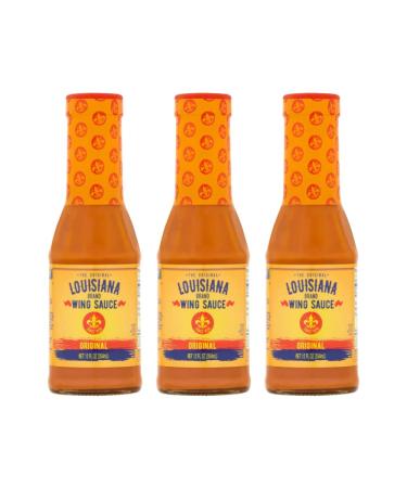 Louisiana Brand The Original Wing Sauce Added Hot & Spicy Flavor for Wings 23 Servings Per Bottle Kosher Wing Sauce (12 Ounce (Pack of 3))
