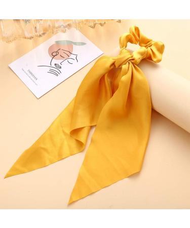 Hair Scarf Scrunchies Set - 7pcs Silky Bowknot Hair Ribbon Ties in Pink/White/Blue/Yellow for Women and Girls - Buy Online on GoSupps.com