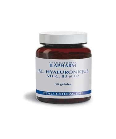 Ilapharm Laboratories - HYALURONIC ACID, VIT C, B3, B2 - Youth and skin elasticity - Bottle of 30 capsules