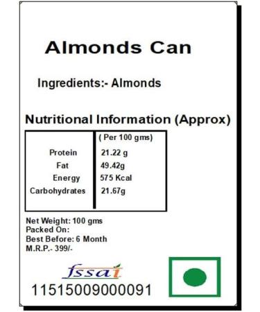 Jaiccha Ghasitaram Almonds Can|Gift for Diwali Gifts Holi Rakhi Valentine Christmas Birthday Anniversary Her Him| - Buy Online on GoSupps.com