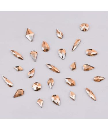 Golden Shadow Glass Nail Rhinestones & Loose Round Beads Set - 100pcs Flatback Rhinestones + 720pcs Diamond Mix Size Beads - Nail Art Supply - Buy Online on GoSupps.com