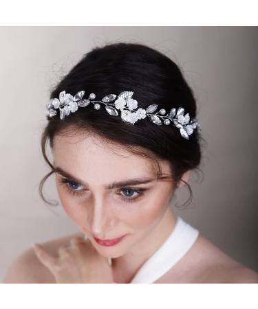 Beryuan Blue Crystal Wedding Hair Vine - Floral Leaf Design for Bride, Bridesmaid, Women & Girls - Pearls & Crystals Hair Accessory - Buy Online on GoSupps.com